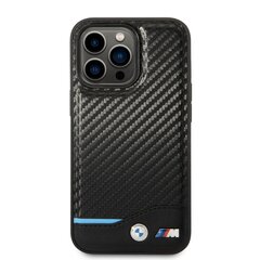 BMW M PU Carbon Blue Line Case for iPhone 14 Pro Max Black цена и информация | Чехлы для телефонов | hansapost.ee