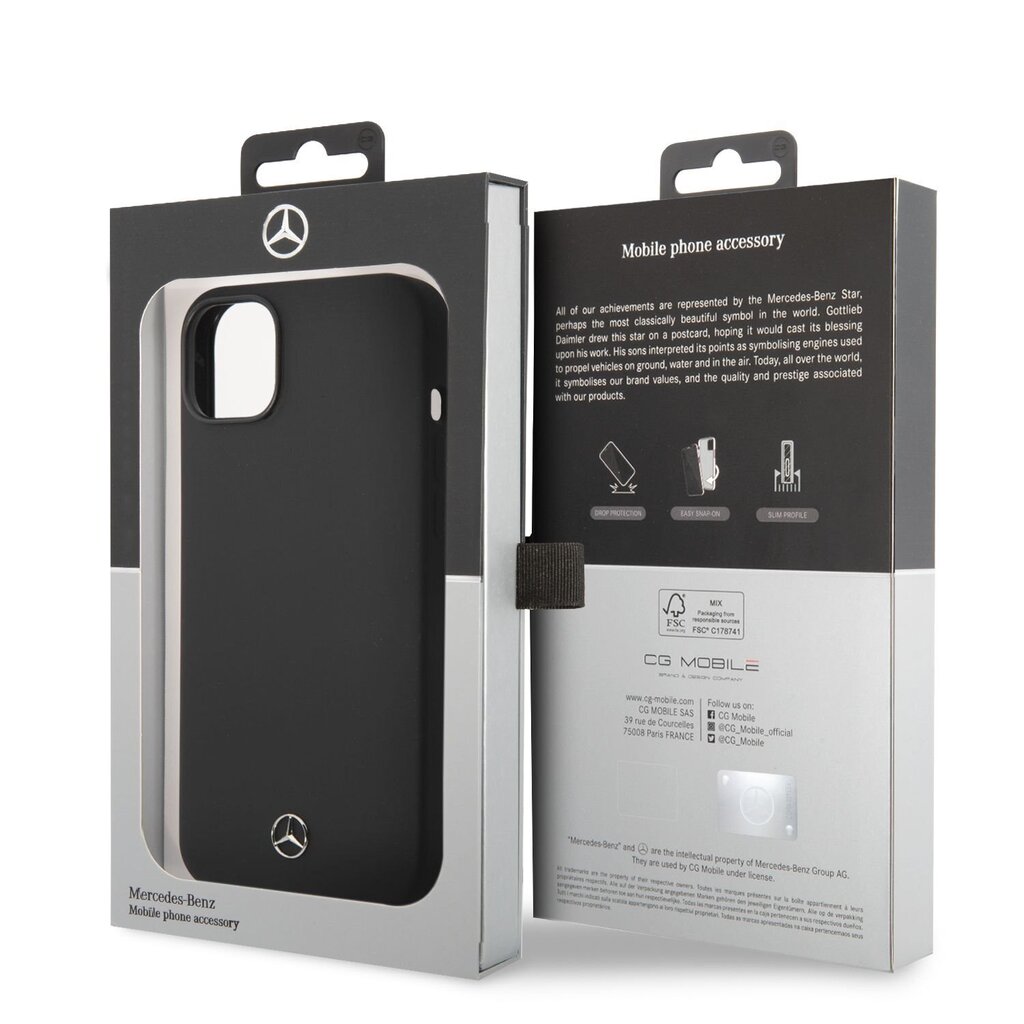 Mercedes Liquid Silicone Case for iPhone 14 Plus Black hind ja info | Telefonide kaitsekaaned ja -ümbrised | hansapost.ee