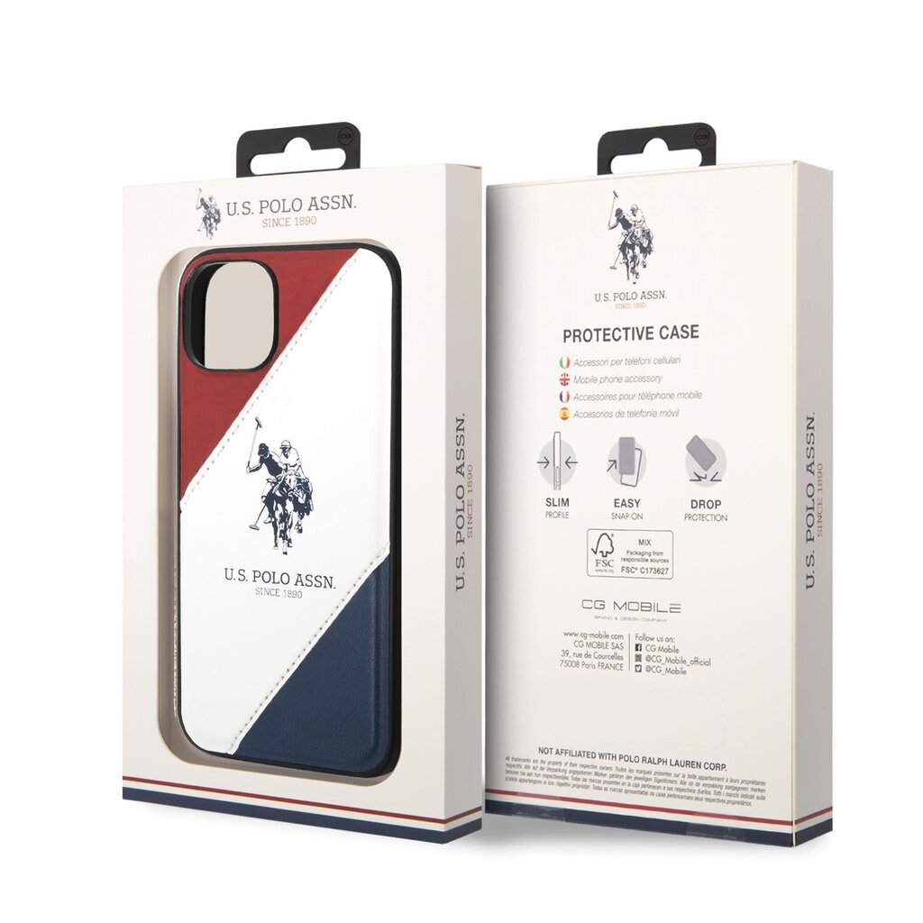 U.S. Polo PU Leather Double Horse Case for iPhone 14 Red/White/Navy hind ja info | Telefonide kaitsekaaned ja -ümbrised | hansapost.ee
