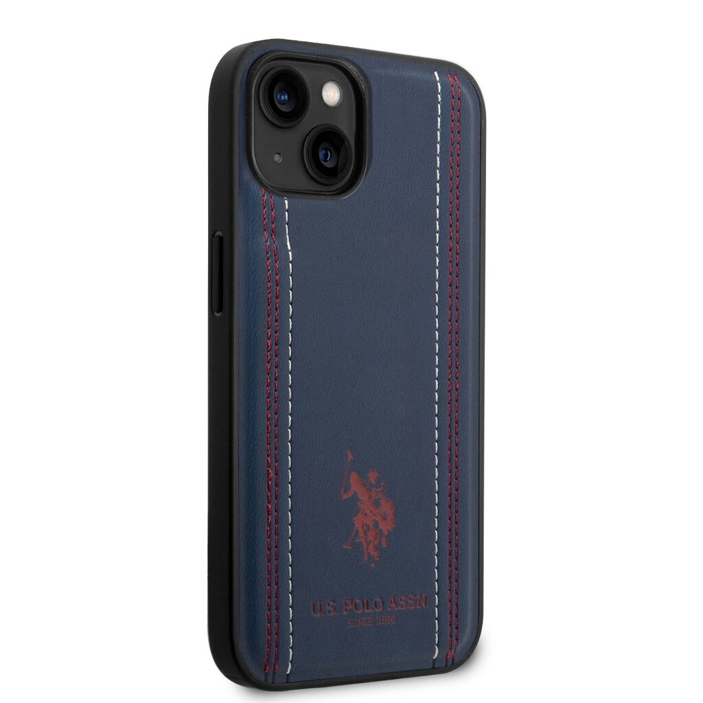 U.S. Polo PU Leather Stitched Lines Case for iPhone 14 Navy hind ja info | Telefonide kaitsekaaned ja -ümbrised | hansapost.ee