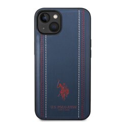 U.S. Polo PU Leather Stitched Lines Case for iPhone 14 Plus Navy hind ja info | Telefonide kaitsekaaned ja -ümbrised | hansapost.ee