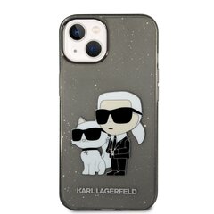 Karl Lagerfeld IML Glitter Karl and Choupette NFT Case for iPhone 14 Black hind ja info | Telefonide kaitsekaaned ja -ümbrised | hansapost.ee