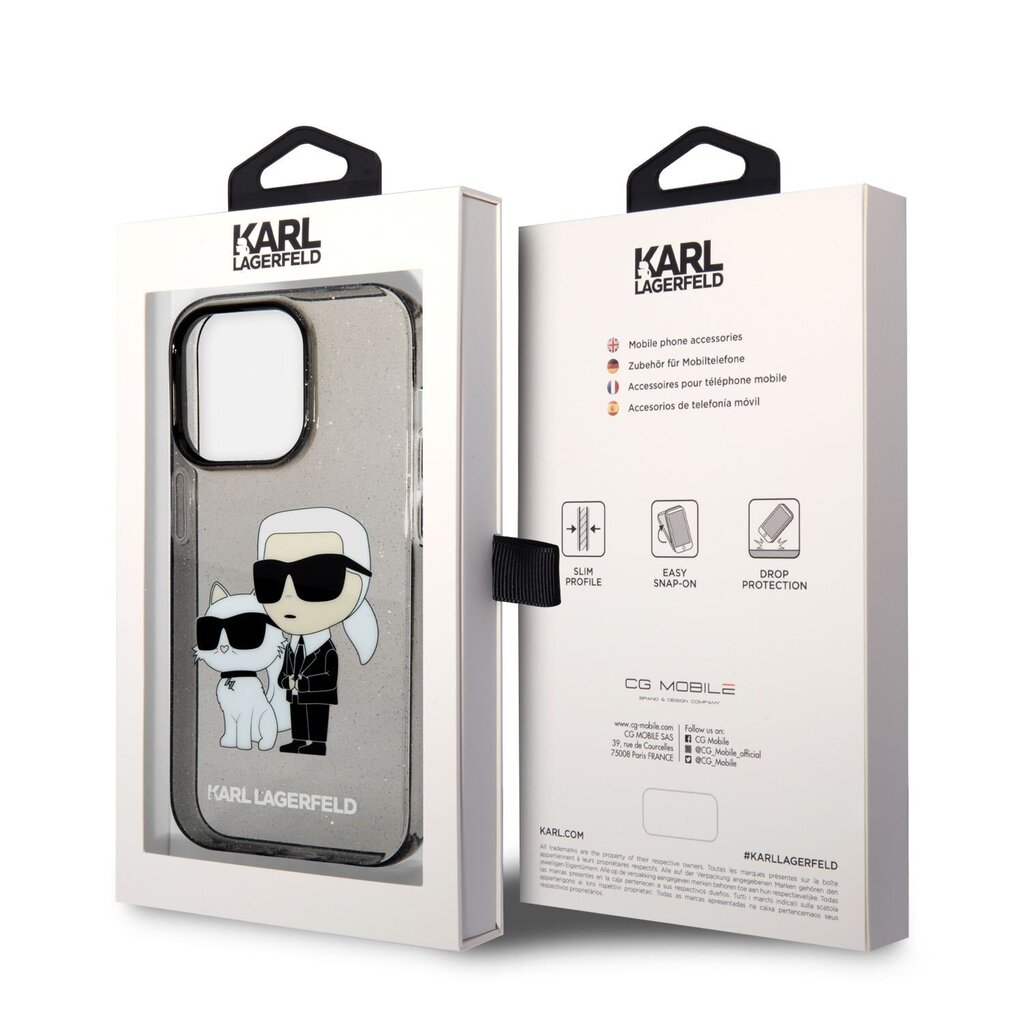 Karl Lagerfeld IML Glitter Karl and Choupette NFT Case for iPhone 14 Pro Black hind ja info | Telefonide kaitsekaaned ja -ümbrised | hansapost.ee