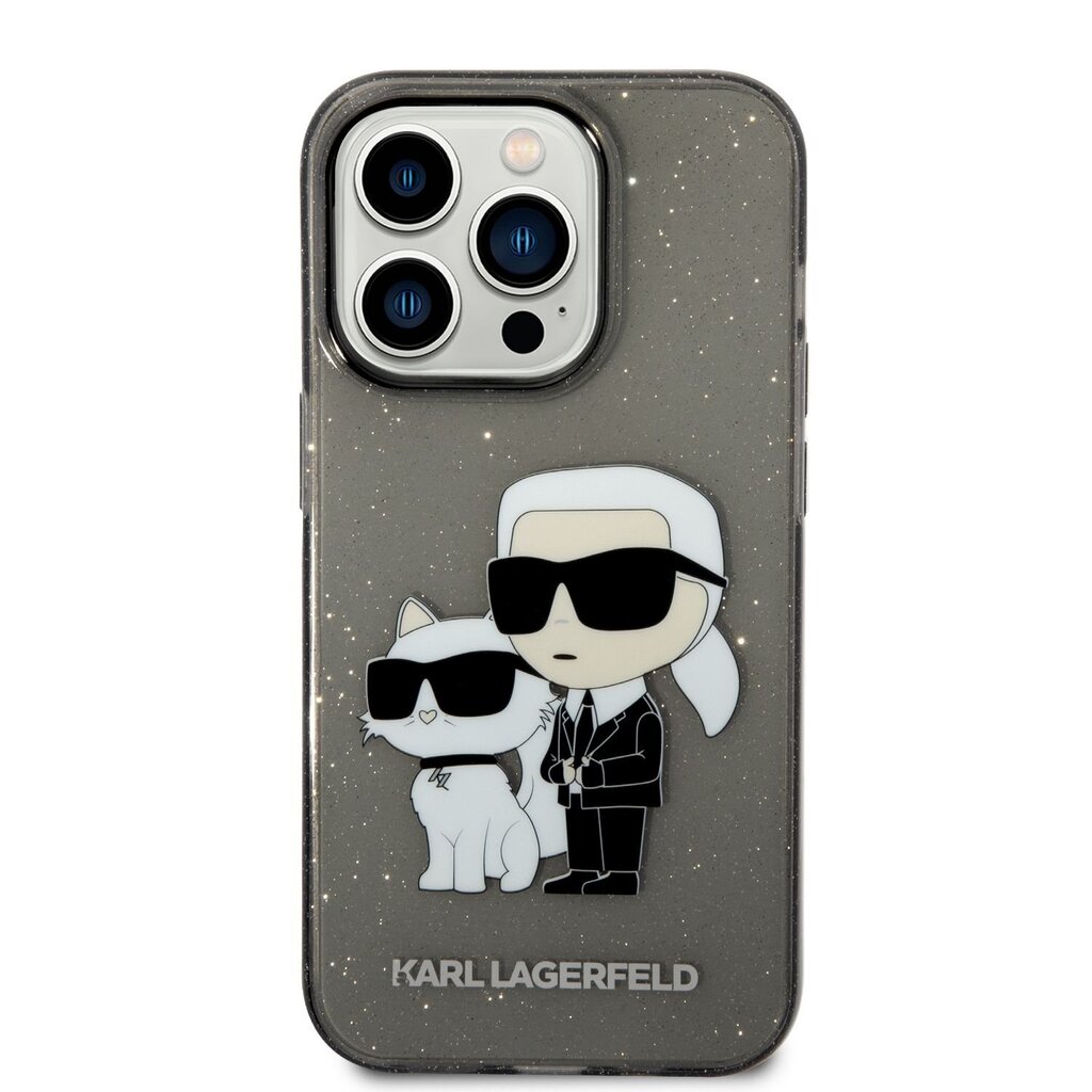 Karl Lagerfeld IML Glitter Karl and Choupette NFT Case for iPhone 14 Pro Black hind ja info | Telefonide kaitsekaaned ja -ümbrised | hansapost.ee