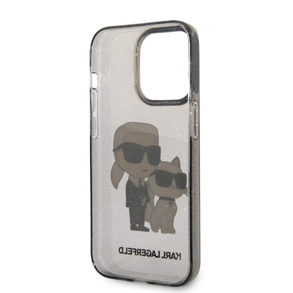 Karl Lagerfeld IML Glitter Karl and Choupette NFT Case for iPhone 14 Pro Max Black цена и информация | Telefonide kaitsekaaned ja -ümbrised | hansapost.ee