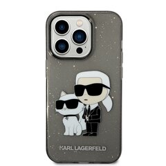Karl Lagerfeld IML Glitter Karl and Choupette NFT Case for iPhone 14 Pro Max Black hind ja info | Telefonide kaitsekaaned ja -ümbrised | hansapost.ee