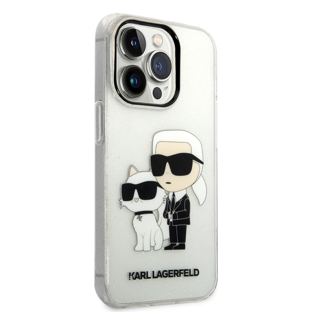 Karl Lagerfeld IML Glitter Karl and Choupette NFT Case for iPhone 14 Pro Max Transparent hind ja info | Telefonide kaitsekaaned ja -ümbrised | hansapost.ee