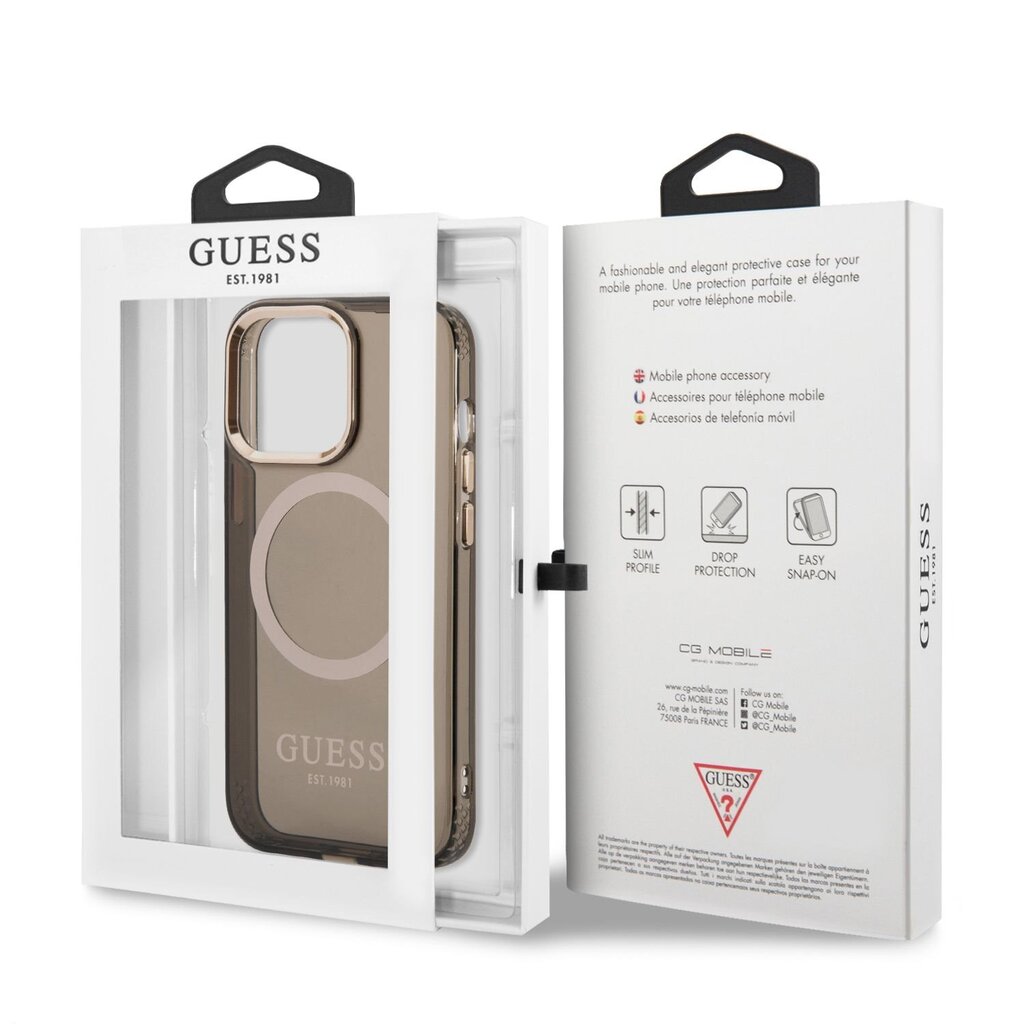 Guess Translucent MagSafe Compatible Case for iPhone 13 Pro Max Black цена и информация | Telefonide kaitsekaaned ja -ümbrised | hansapost.ee