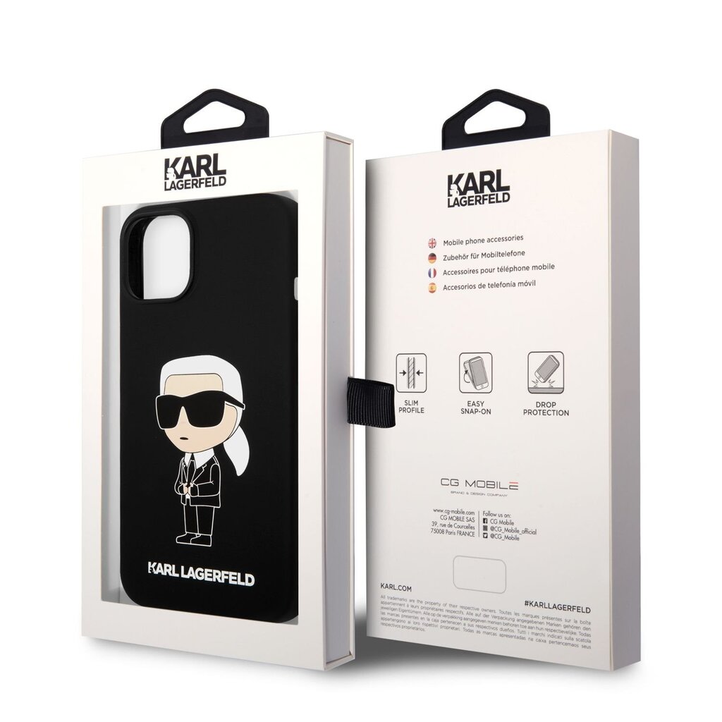 Karl Lagerfeld Liquid Silicone Ikonik NFT Case for iPhone 14 Plus Black hind ja info | Telefonide kaitsekaaned ja -ümbrised | hansapost.ee