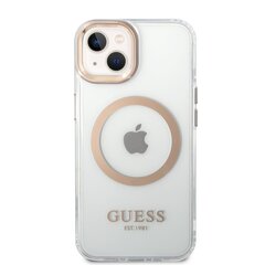 Guess Transparent MagSafe Compatible Case for iPhone 14 Gold hind ja info | Telefonide kaitsekaaned ja -ümbrised | hansapost.ee