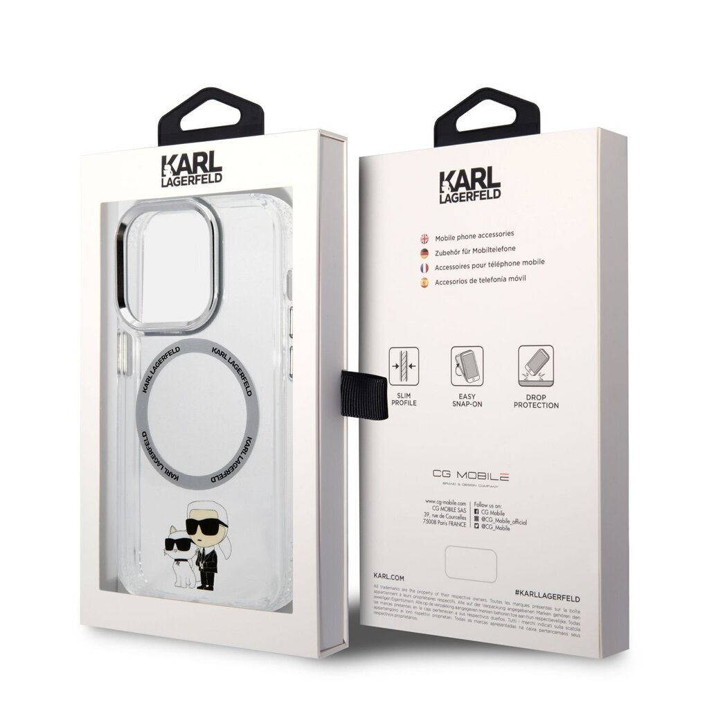 Karl Lagerfeld MagSafe Compatible Case IML Karl and Choupette NFT for iPhone 14 Pro Transparent цена и информация | Telefonide kaitsekaaned ja -ümbrised | hansapost.ee