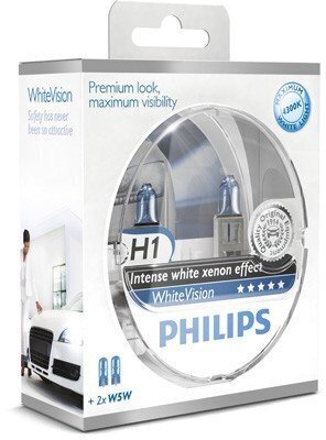 Pirnid Philips White Vision Intense white xenon effect H1, 2 tk + 2 tk x W5W цена и информация | Autopirnid | hansapost.ee