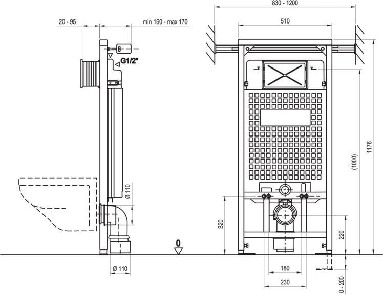 WC komplekt Ravak: WC varjatud raam + klosett Rimoff+ nupp + Soft Close kaas hind ja info | WС-potid | hansapost.ee