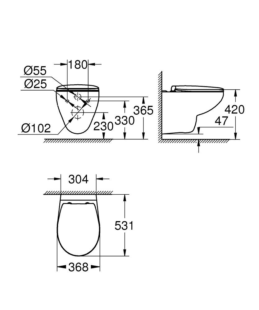 WC komplekt Grohe BAU: WC varjatud raam + Grohe Rimless WC-pott + nupp + aeglaselt sulguv kaas, 39499000 hind ja info | WС-potid | hansapost.ee