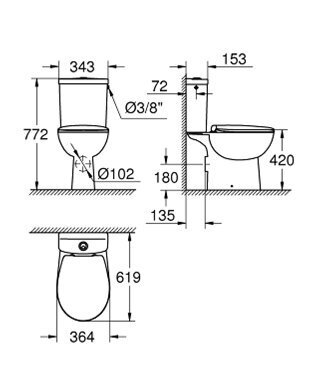 WC-pott Grohe Bau Rimless, aeglaselt sulguva kaanega, 39496000 hind ja info | WС-potid | hansapost.ee