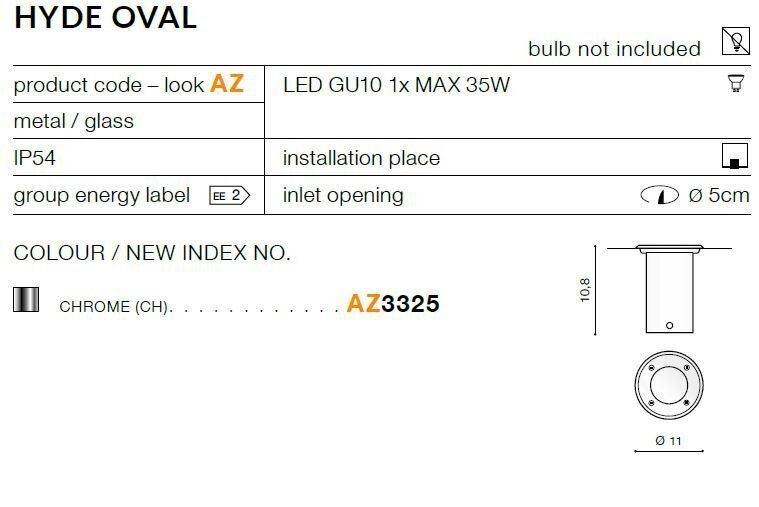 Azzardo välisvalgusti Hyde Oval AZ3325 цена и информация | Aiavalgustid ja õuevalgustid | hansapost.ee