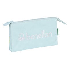 Kolme tõmblukuga pliiatsikarp Benetton Fantasy Taevasinine (22 x 12 x 3 cm) цена и информация | Канцелярские товары | hansapost.ee