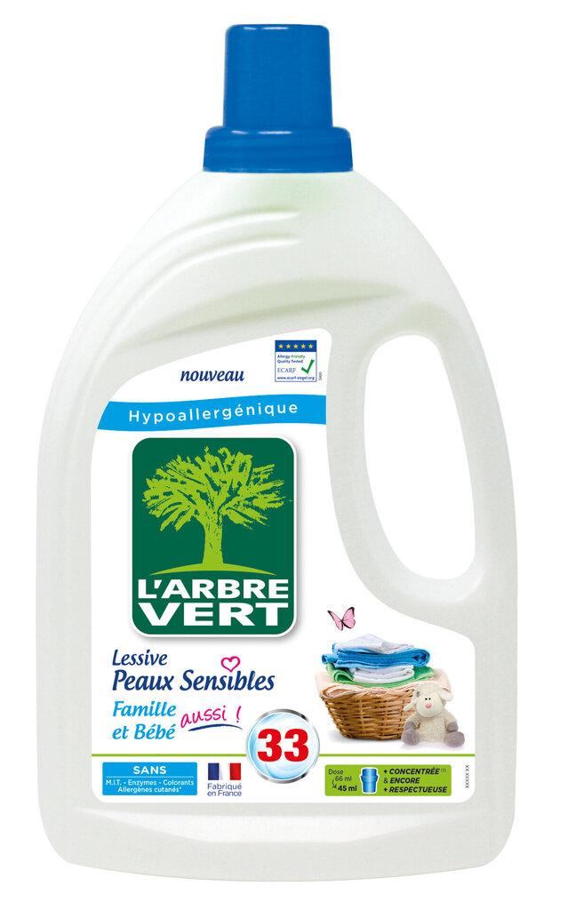 Pesugeel Larbre Vert Sensitive 1,5L 33 pesukorda hind ja info | Pesuvahendid | hansapost.ee