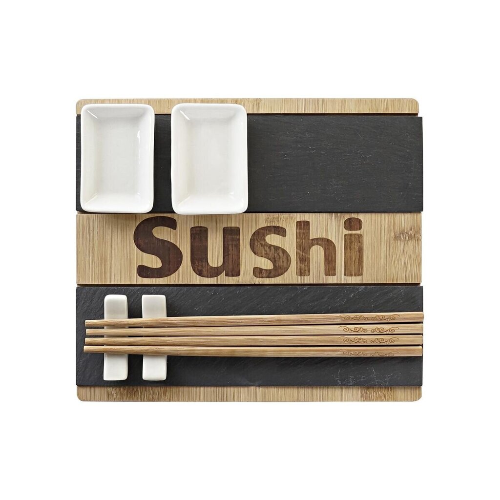 Sushi Komplekt DKD Home Decor Naturaalne Must Laud Bambus (25 x 22 x 3 cm) hind ja info | Lauanõud ja nõude komplektid | hansapost.ee