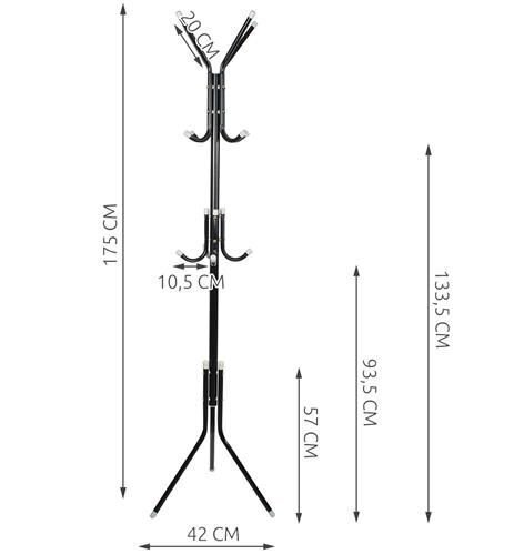 Riidepuu seisev, 170 cm - must цена и информация | Nagid | hansapost.ee