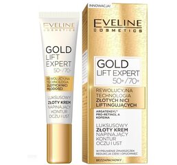 Silma- ja huulekontuuri rõhutav kreem Eveline Gold Lift Expert 50+/70+ 15 ml цена и информация | Сыворотки, кремы для век | hansapost.ee