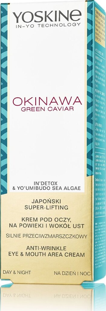 Kortsudevastane silmade, silmaümbruse ja huulte kreem Yoskine Okinawa Green Caviar 15 ml hind ja info | Silmakreemid ja seerumid | hansapost.ee