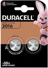 Батарея Литиевая CR2016 3V DURACELL 2 шт. В упаковке цена и информация | Аккумуляторы для фотоаппаратов | hansapost.ee