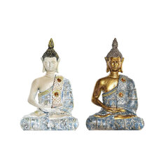 Dekoratiivkuju DKD Home Decor Sinine Kuldne Buddha Valge Vaik (12,5 x 8,8 x 20,5 cm) (2 Ühikut) hind ja info | Sisustuselemendid | hansapost.ee