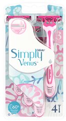 Одноразовые бритвы для женщин Gillette Venus Simply3, 4 шт. цена и информация | Средства для бритья и косметика | hansapost.ee