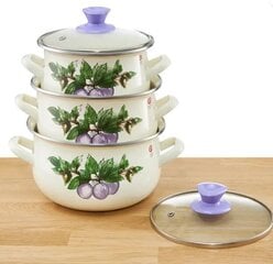 Emalia Olkusz emailitud pottide komplekt Plum, 6-osaline price and information | Pots | hansapost.ee