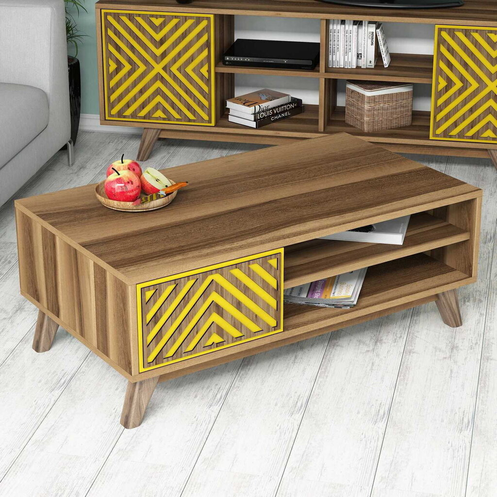 Diivanilaud Kalune Design 845(V), pruun/kollane цена и информация | Diivanilauad | hansapost.ee