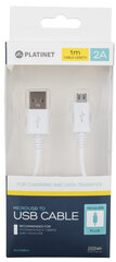 Platinet USB - microUSB 1m, valge hind ja info | Juhtmed ja kaablid | hansapost.ee