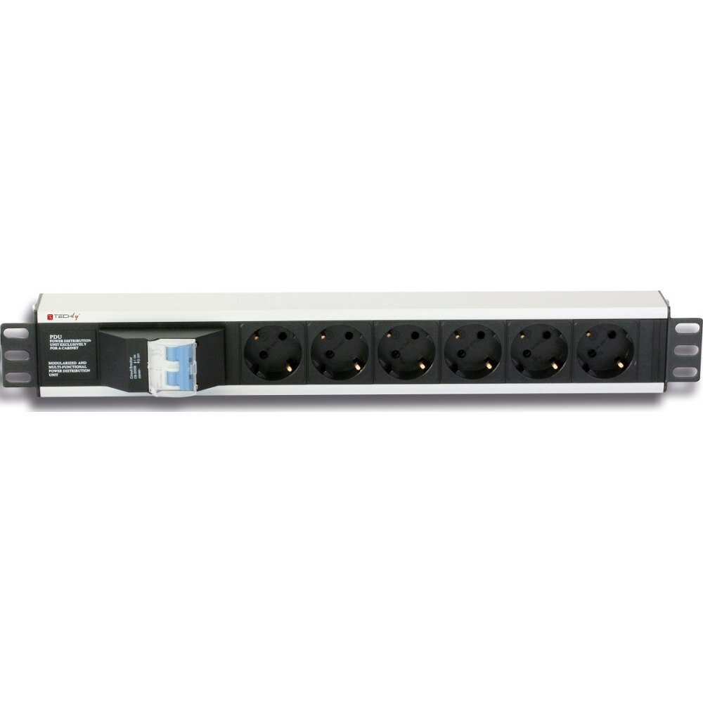 Elektrijaotusplokk Techly PDU 1.5U 250V/16A 6X Schuko 3m цена и информация | Pikendusjuhtmed | hansapost.ee