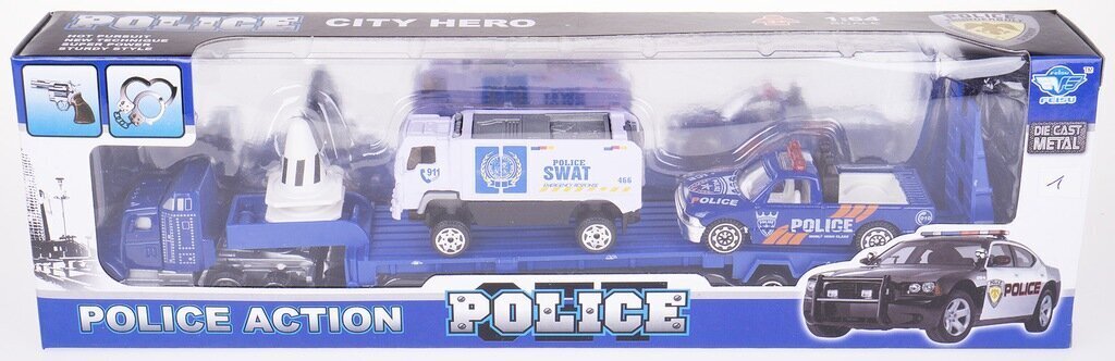 Police treiler veoauto + väikesed mänguautod 2 tk (2623) 4645 цена и информация | Mänguasjad poistele | hansapost.ee