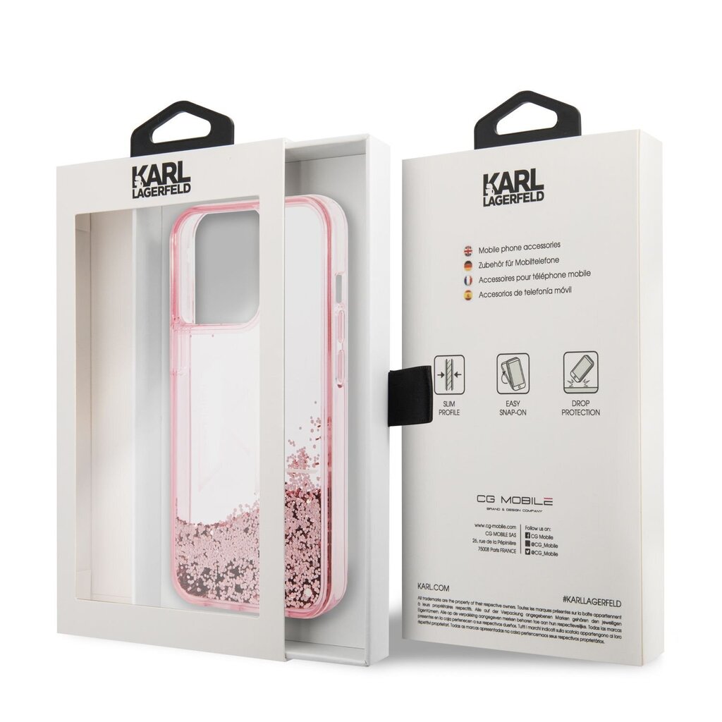Karl Lagerfeld Liquid Glitter Big KL Logo Case for iPhone 14 Pro Pink hind ja info | Telefonide kaitsekaaned ja -ümbrised | hansapost.ee