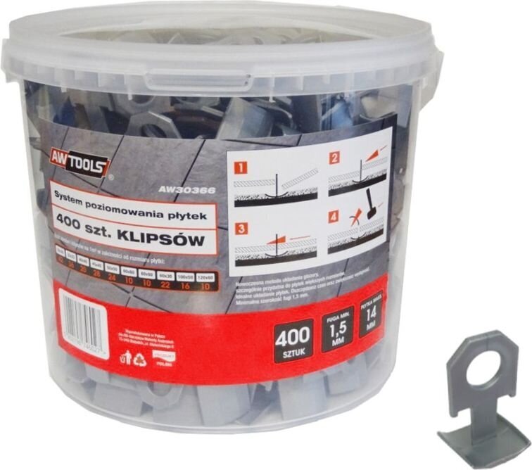 Awtools AW30366 plaatide tasandusklambrid 400 tk. hind ja info | Käsitööriistad | hansapost.ee