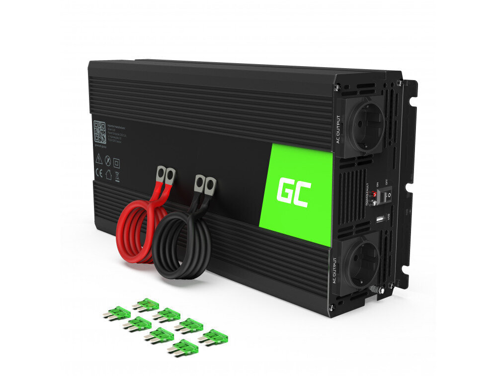 Inverter Green Cell, pingemuundur 24 V kuni 230 V 1500 W/3000 W puhas siinuslaine hind ja info | Elektrigeneraatorid | hansapost.ee