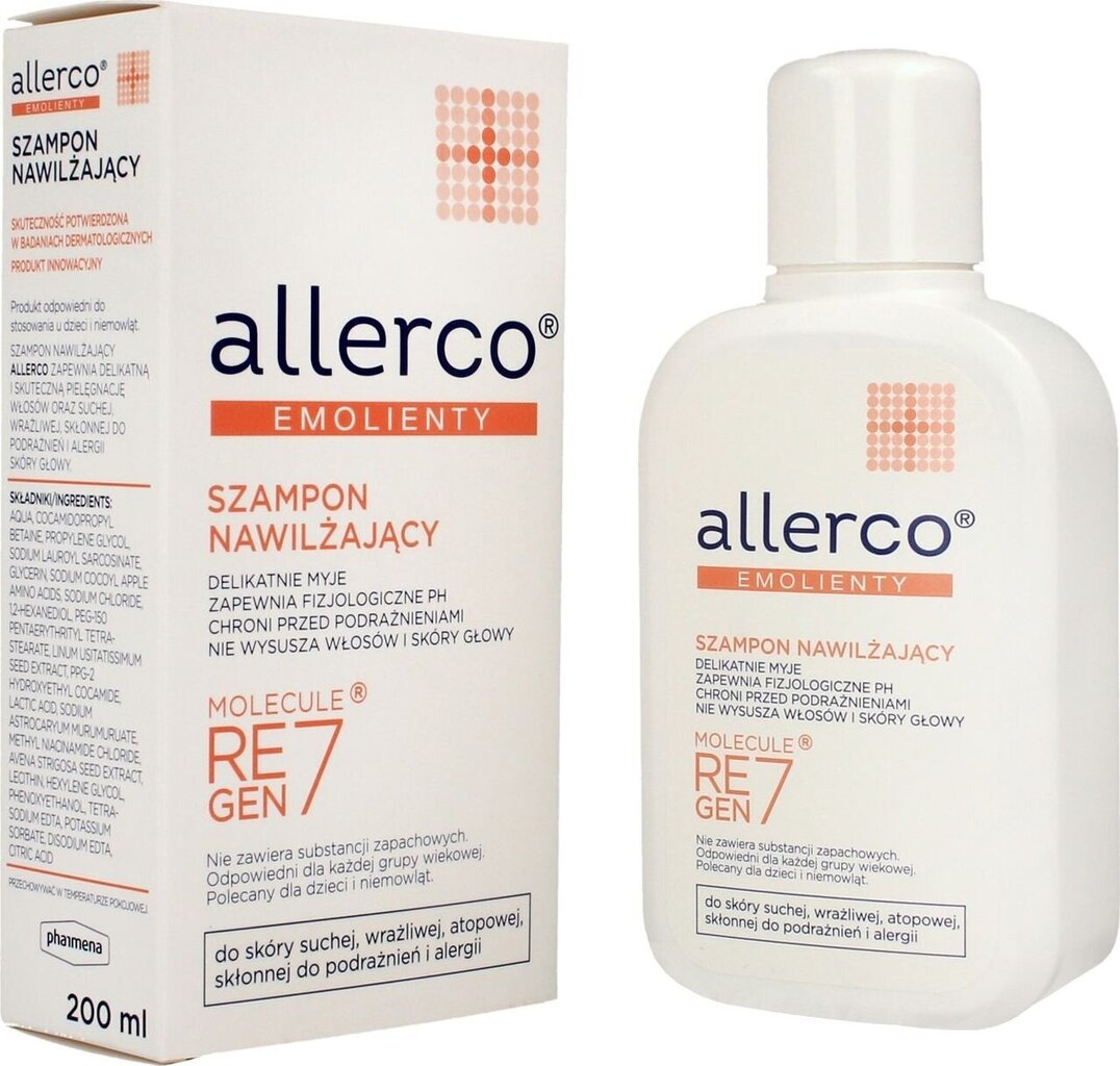 Niisutav juuksešampoon Allerco Emolienty, 200 ml цена и информация | Šampoonid | hansapost.ee