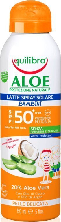 Pihustatav päikesekaitse Aloe Milk Sun Spray Children Spf50 Equilibra, 150ml hind ja info | Päikesekaitse ja päevitusjärgsed kreemid | hansapost.ee