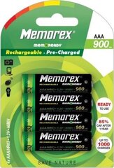 Memorex AAA Ni-Mh 1.2V Заряжаемые Батарейки 900 mAh (4шт.) (EU Blister) цена и информация | Батарейки | hansapost.ee