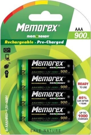 Memorex laetavad patareid AAA / R03 900mAh 4 tk. hind ja info | Patareid | hansapost.ee