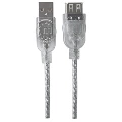 Kaabel Manhattan Hi-Speed USB Extension A-A M/F 4,5m hõbedane hind ja info | Juhtmed ja kaablid | hansapost.ee