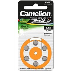 Camelion батарейки для слуховых аппаратов, Zinc Air Celles, 1.4 V, A13/ZL13, 6 шт. цена и информация | Батарейки | hansapost.ee