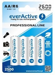everActive Professional Ready to Use 2600mAh AA patareid, 4 tk цена и информация | Батарейки | hansapost.ee