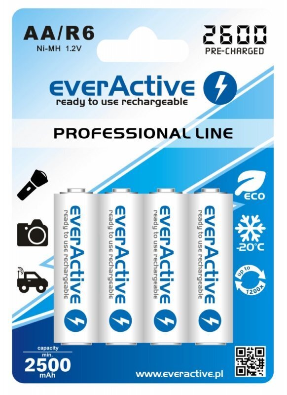 everActive Professional Ready to Use 2600mAh AA patareid, 4 tk цена и информация | Patareid | hansapost.ee