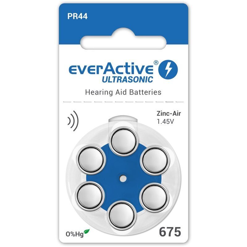 everActive Ultrasonic patareid kuuldeaparaadile PR44 675, 6 tk. цена и информация | Patareid | hansapost.ee