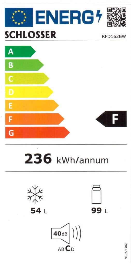 Schlosser RFD162BW цена и информация | Külmkapid-külmikud | hansapost.ee
