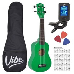 Sopran ukulele komplekt VIBE UK21, roheline hind ja info | Kitarrid | hansapost.ee