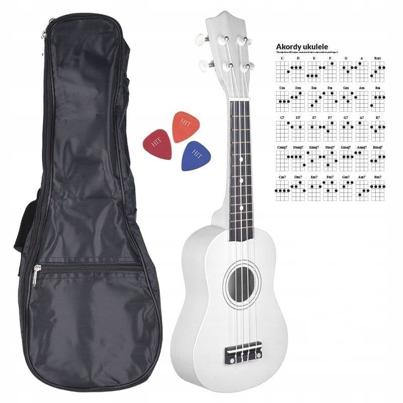 Sopran ukulele komplekt NN UK 01, valge цена и информация | Kitarrid | hansapost.ee