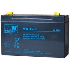 MWPower аккумулятор MW 6V 12Ah F2(250) AGM, 6-9 лет цена и информация | Батерейки | hansapost.ee